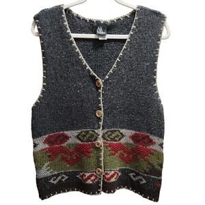VTG ALI MILES Hand knit women's silk wool blend vest size small